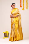 Bright Gold Striped Kanjivaram Silk Saree