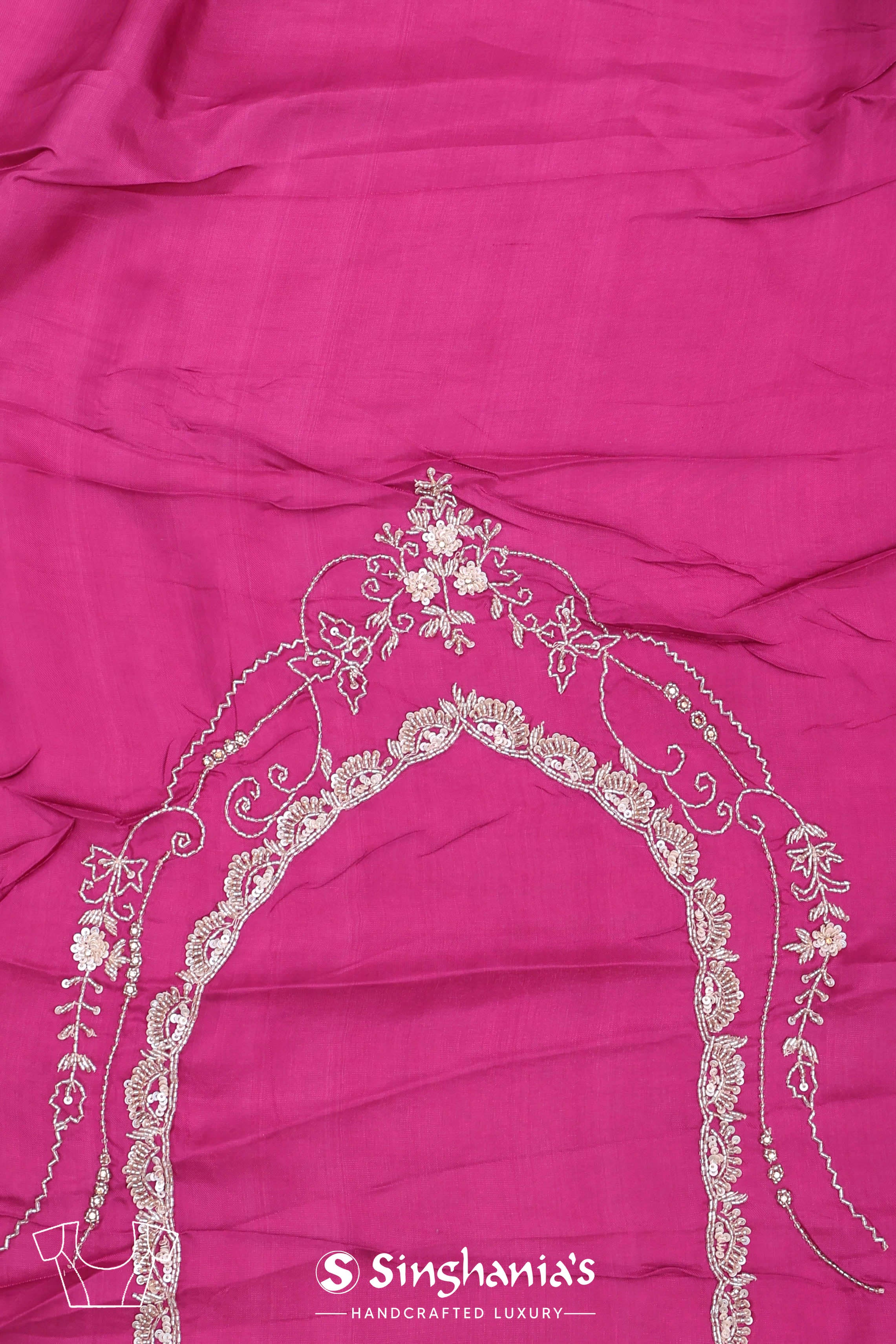 Onion Pink Tissue Handcrafted Saree