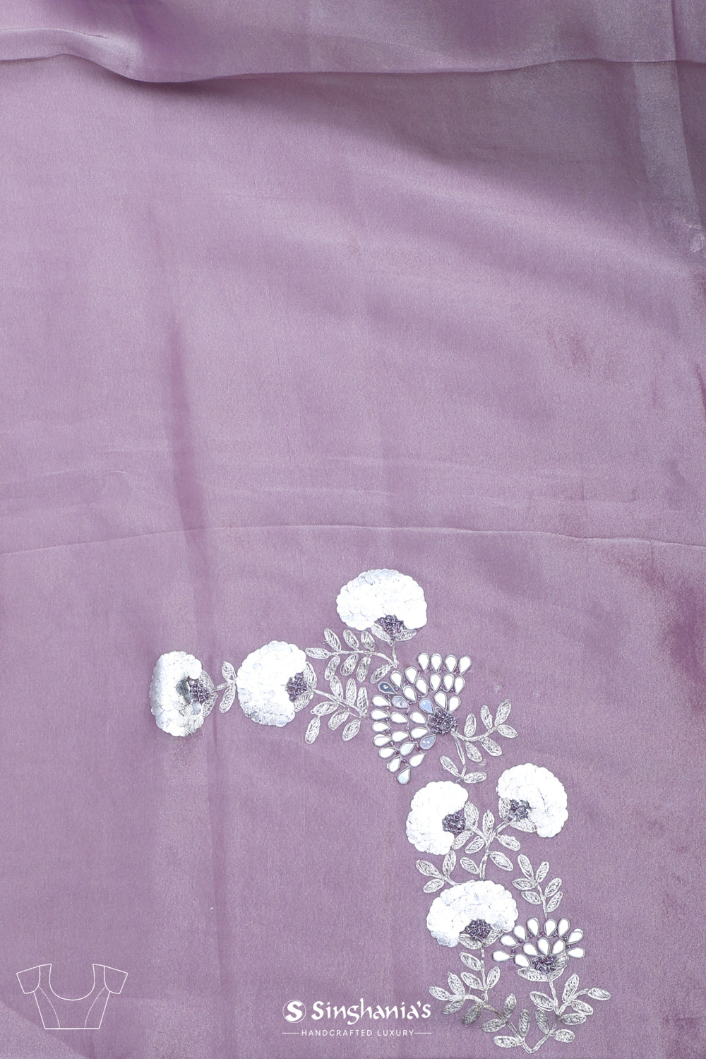 Mauve Silver Ombre Handcrafted Tissue Saree