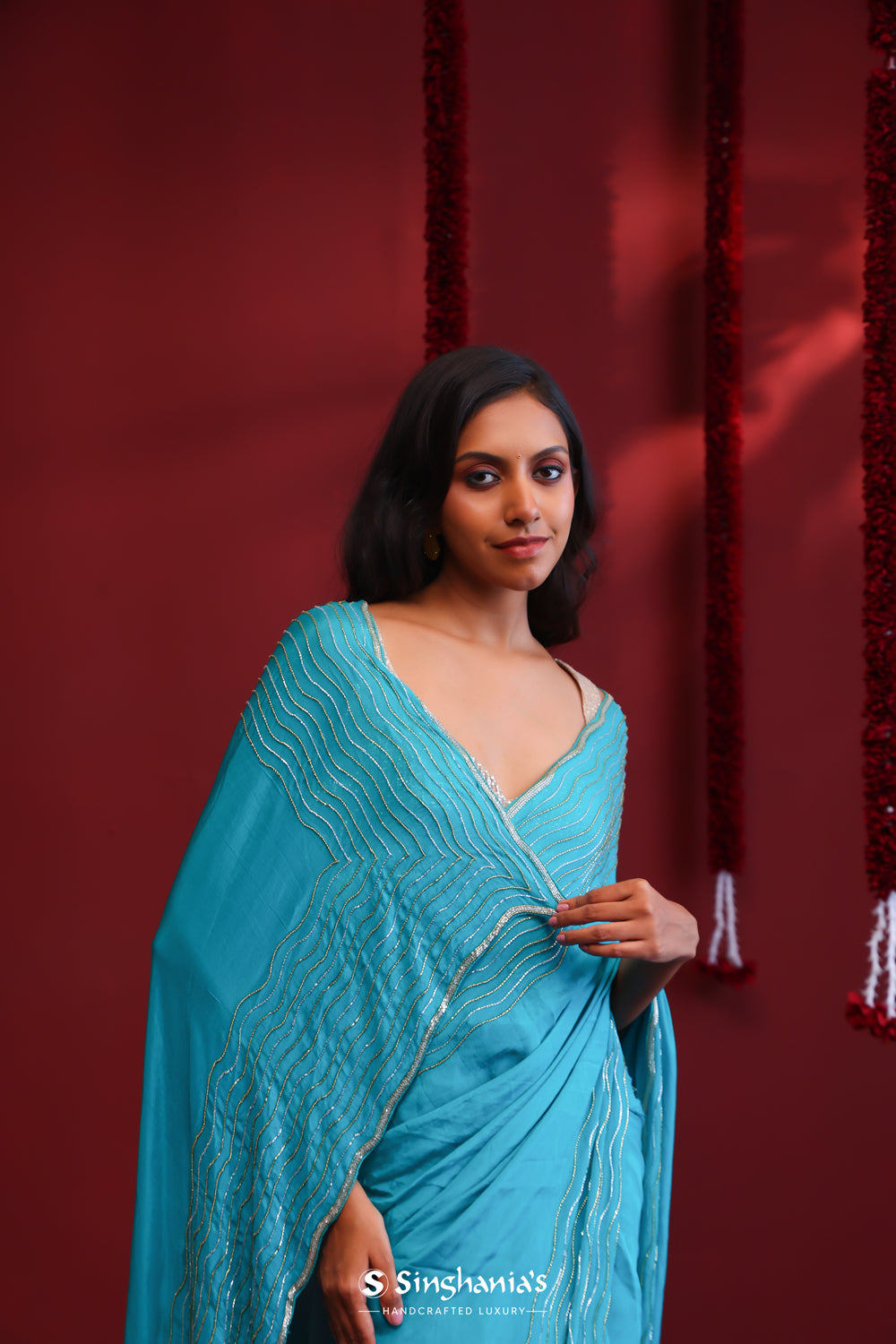 Aquamarine Green Handcrafted Silk Saree