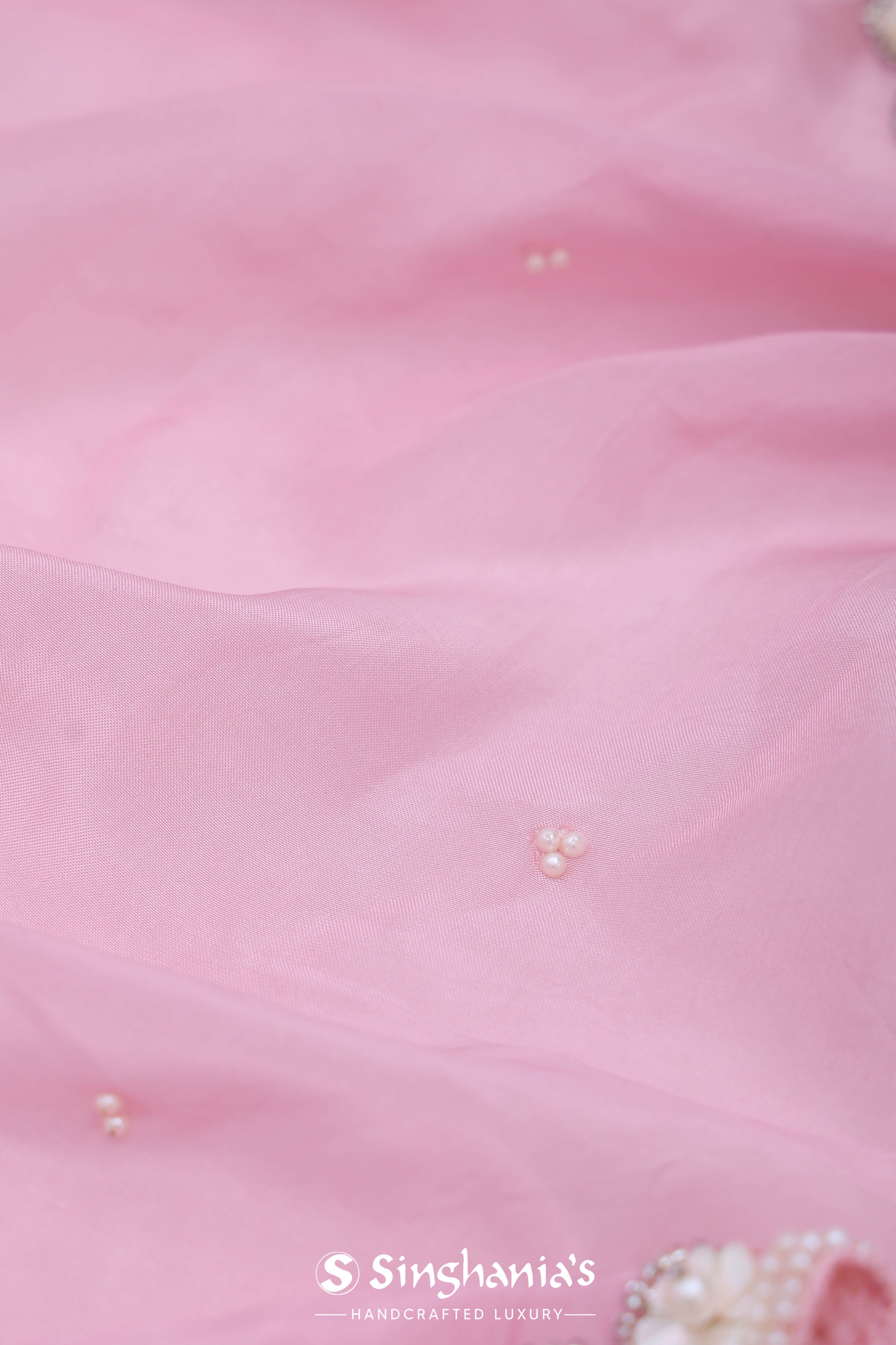 Nadeshiko Pink Tissue Handcrafted Saree