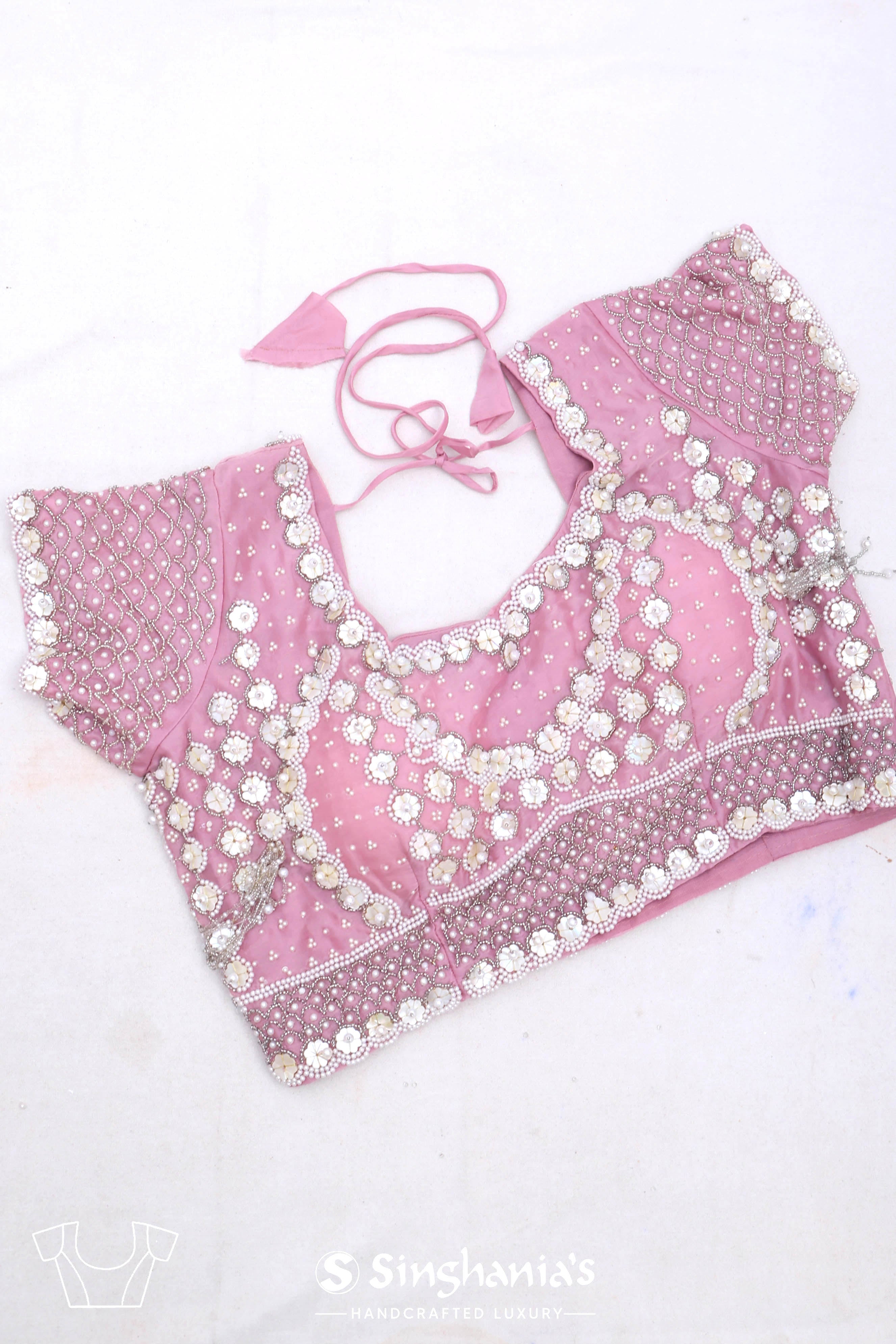 Nadeshiko Pink Tissue Handcrafted Saree