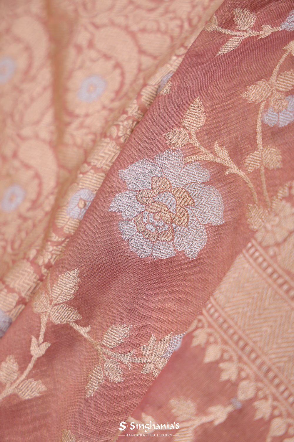 Baby Pink Jaal Banarasi Silk Saree