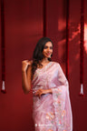 Pale Purple Handcrafted Organza Saree