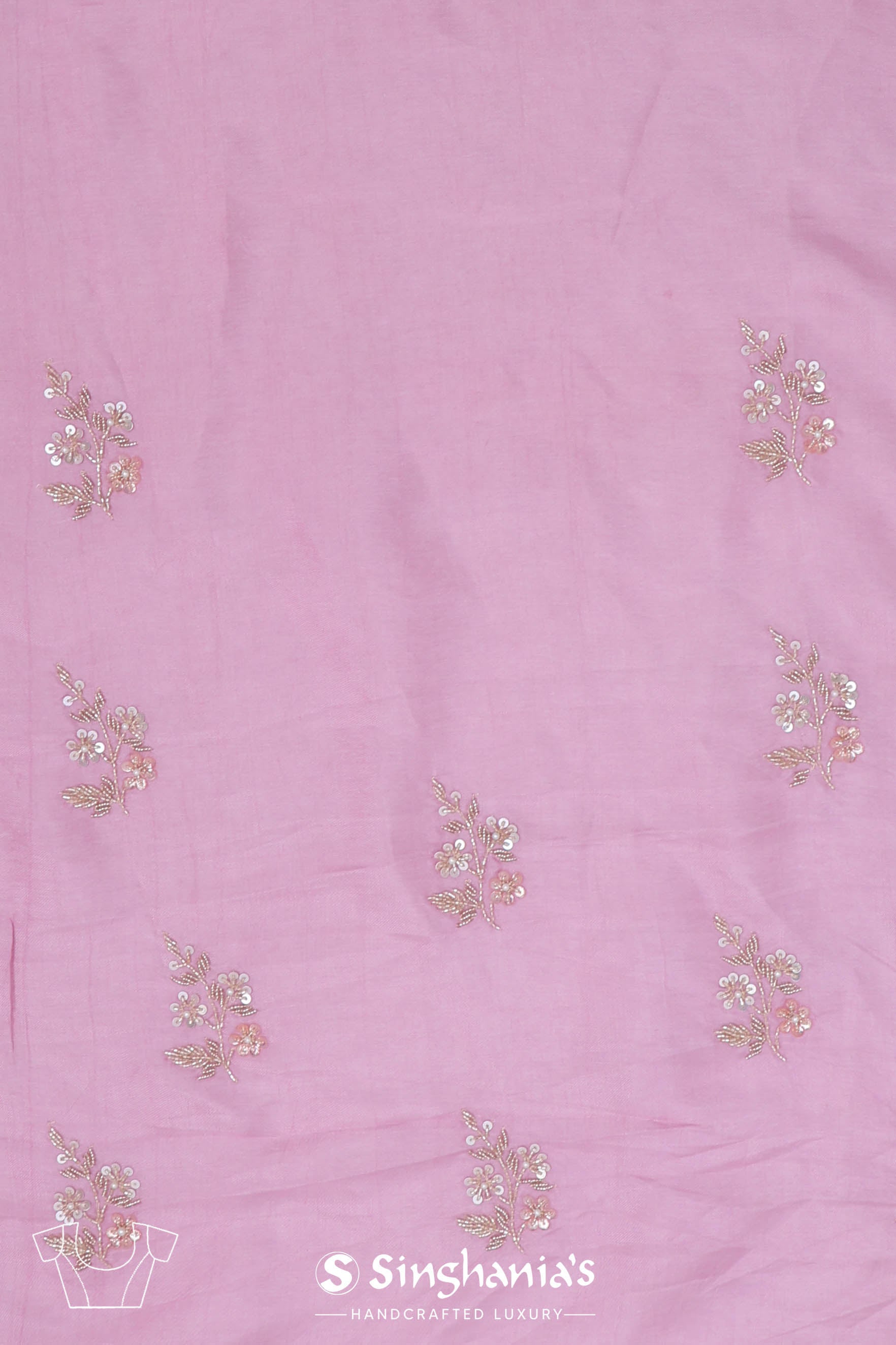 Pale Purple Tissue Handcrafted Saree