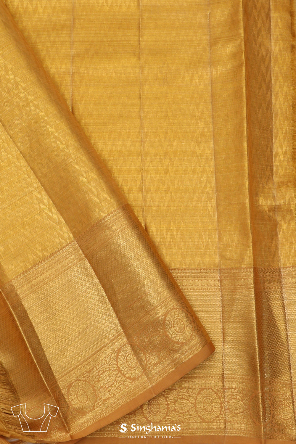 Light Gold Floral Jaal Kanjivaram Silk Saree