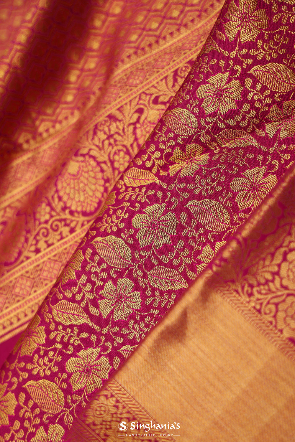 Rich Maroon Floral Jaal Kanjivaram Silk Saree