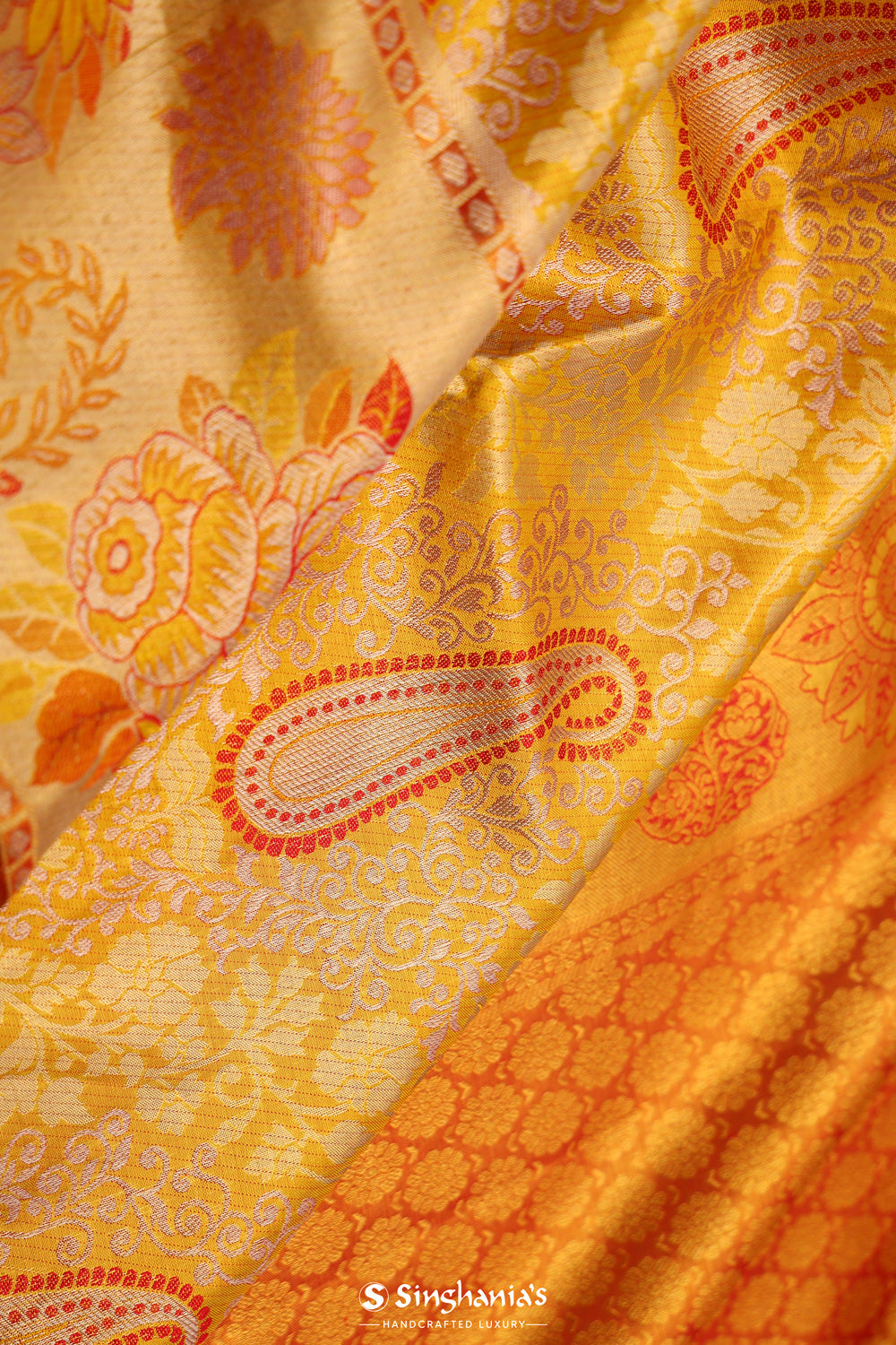 Empire Yellow Paisley Kanjivaram Silk Saree