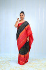 Smokey Black Ikkat Silk Saree With Butti Design