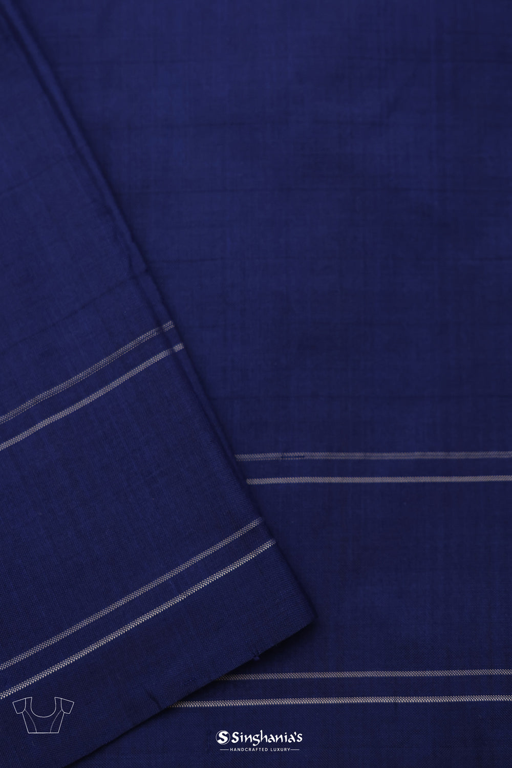 Dark Blue Ikkat Silk Saree With Butti-Checks Design