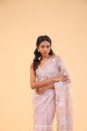 Soft Pink Organza Handcrafted Saree