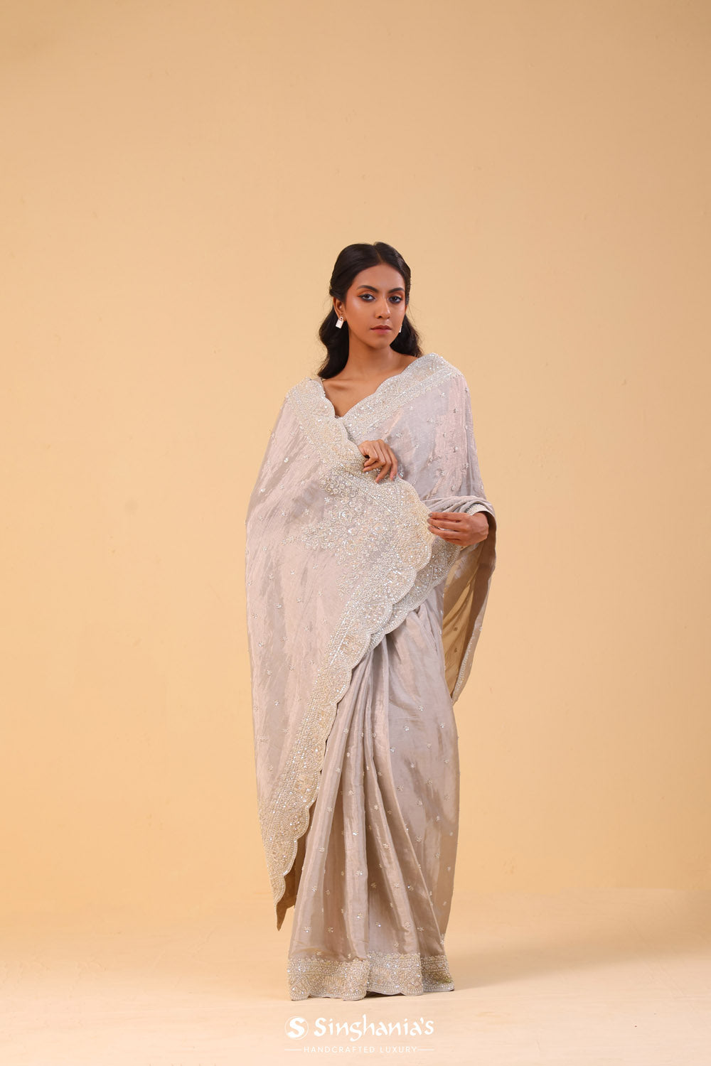 Acadia White Organza Handcrafted Saree