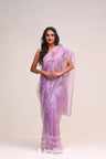 Lavender Purple Organza Handcrafted Saree