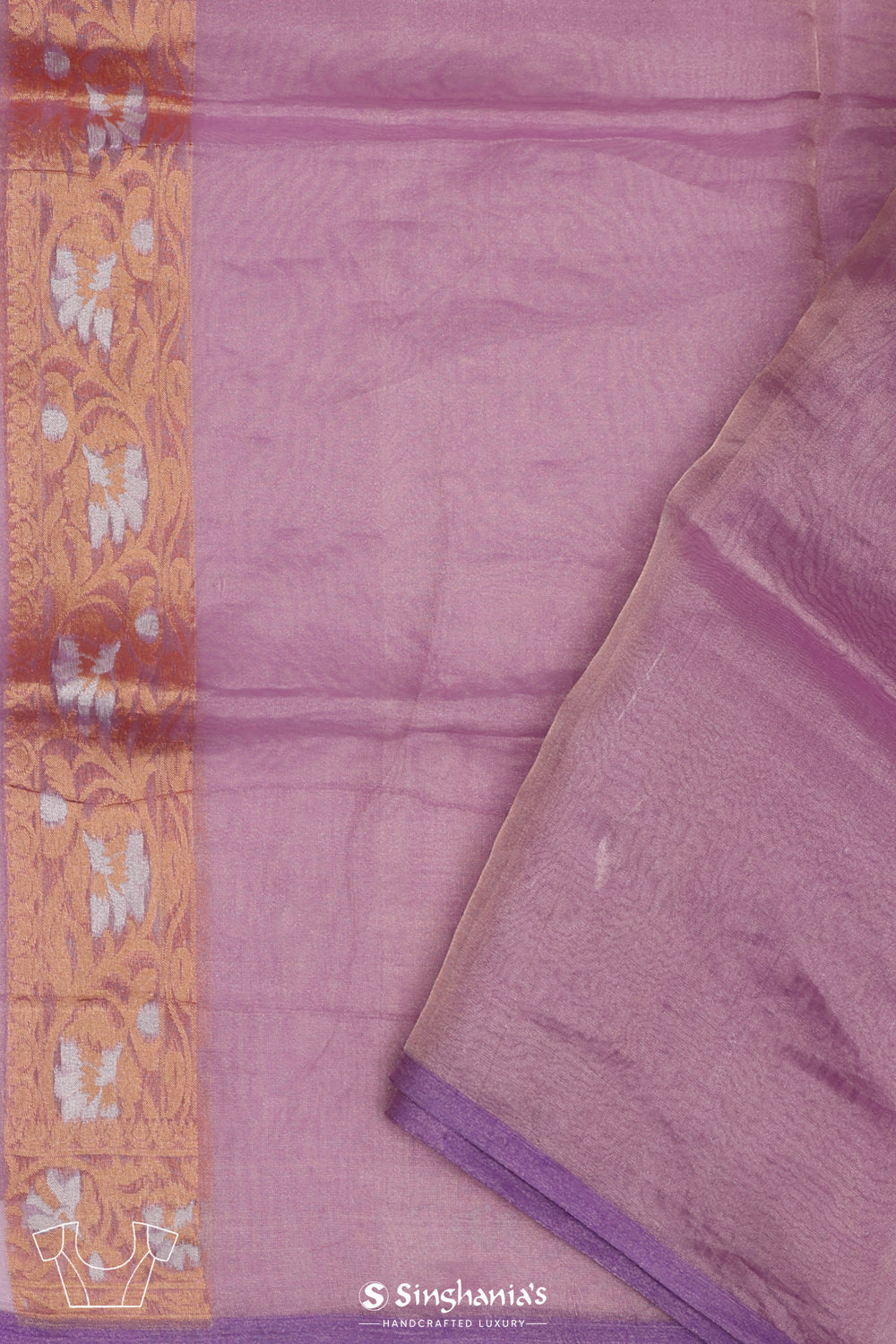 Orchid Purple Floral Tissue Banarasi Silk Saree