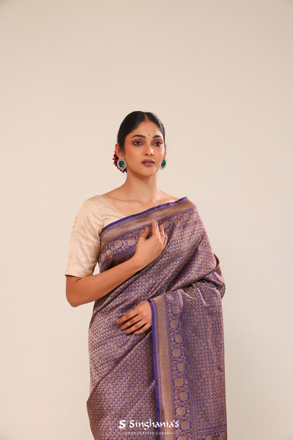 Traditional Blue Chiniya Banarasi Silk Saree