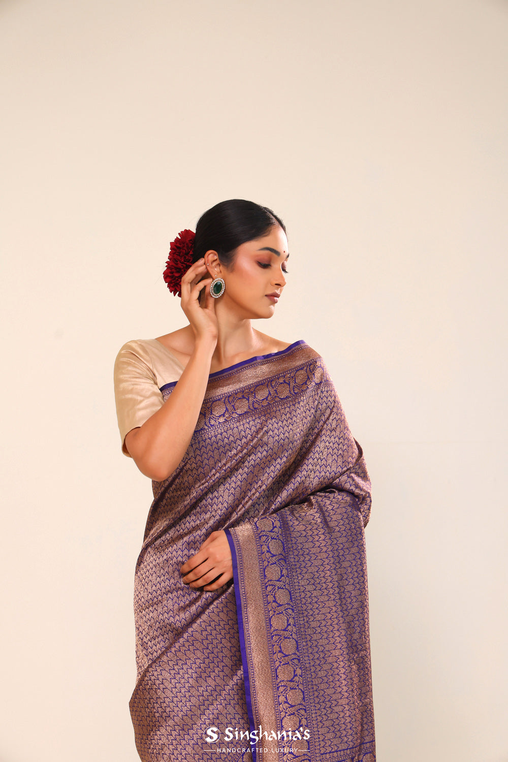 Traditional Blue Chiniya Banarasi Silk Saree