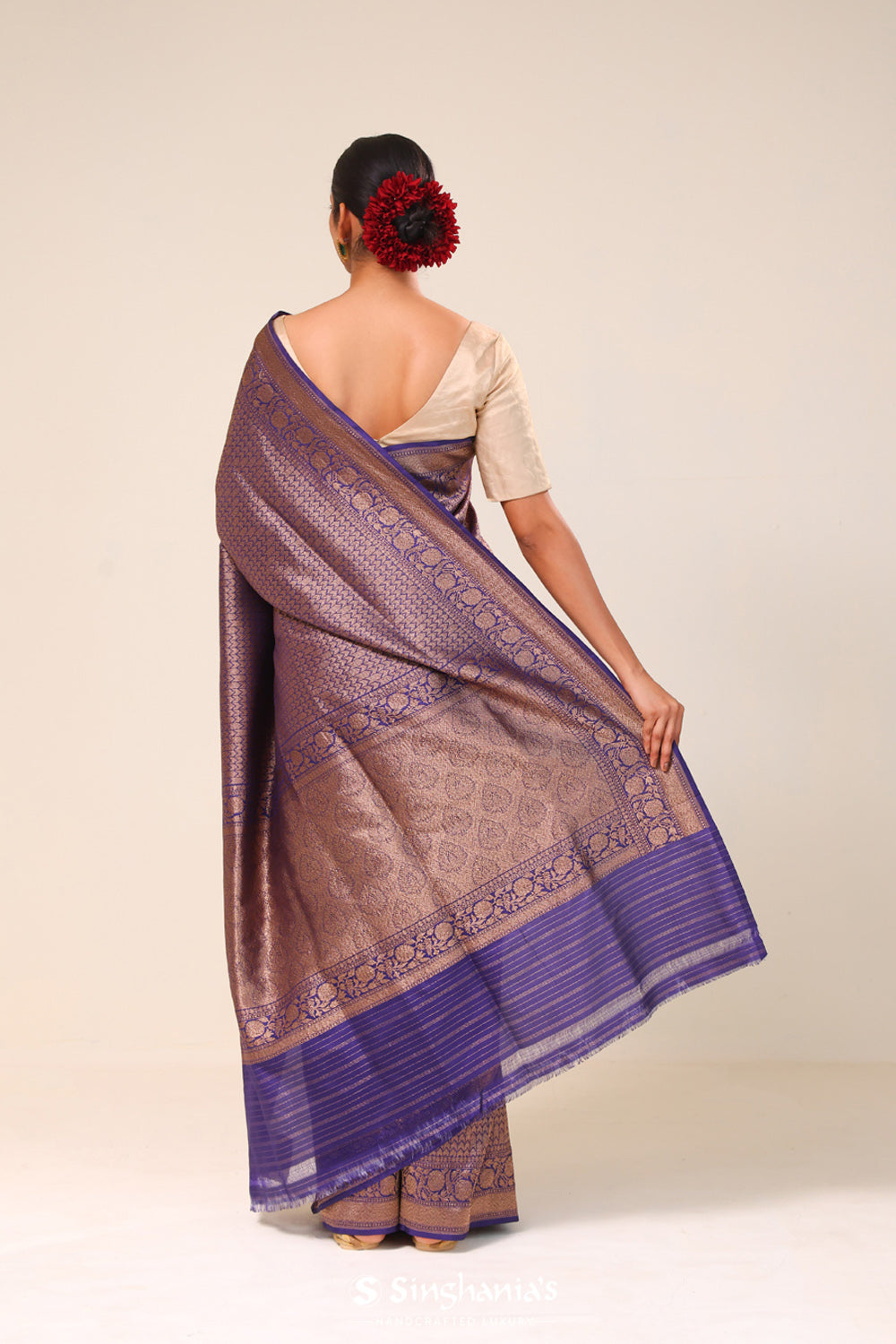 Traditional Blue Chiniya Banarasi Silk Saree