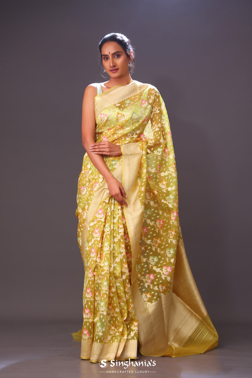 Retro Yellow Tissue Banarasi Saree