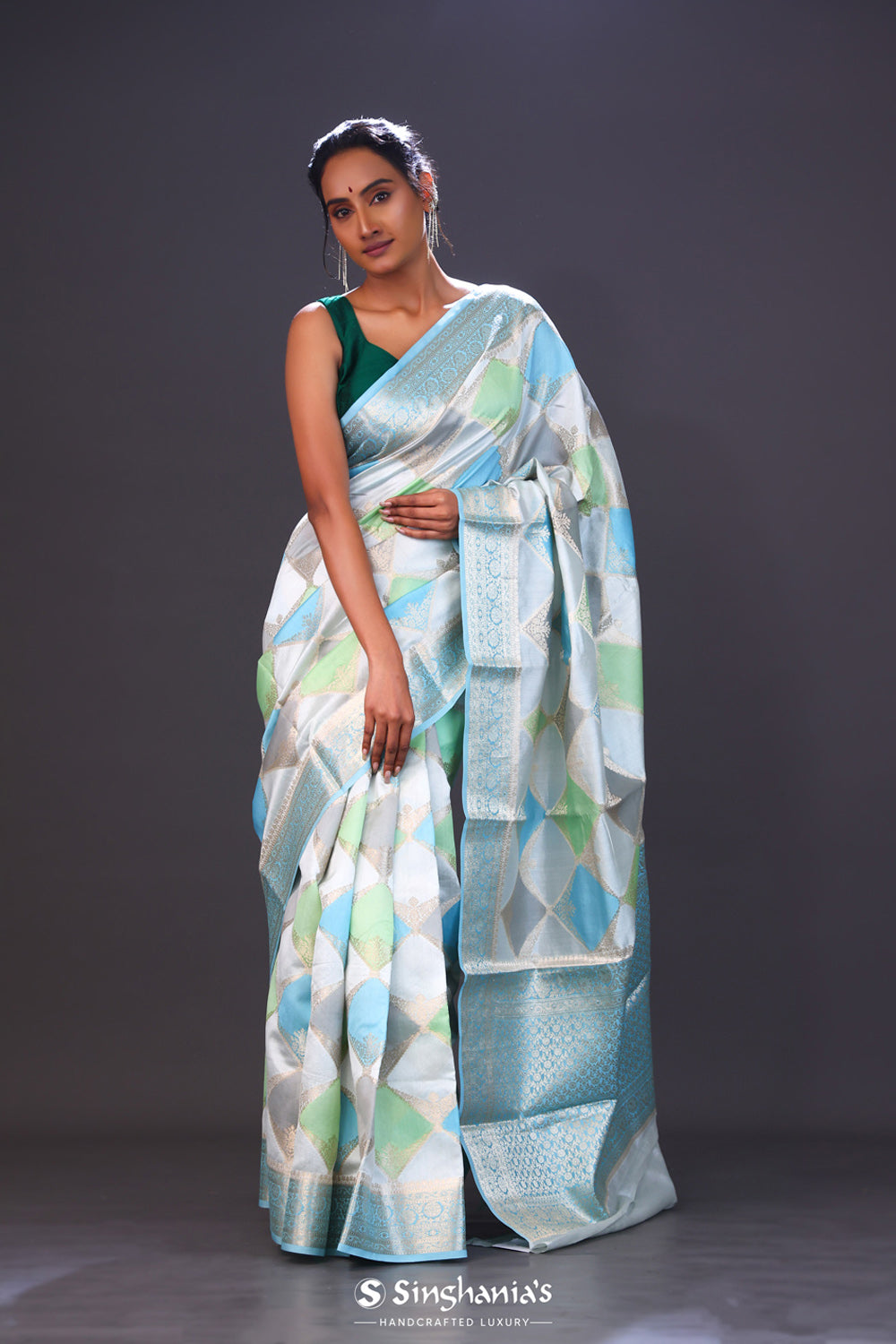 Sky Blue Chiniya Banarasi Silk Saree