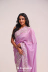 Mauve Purple Organza Handcrafted Saree