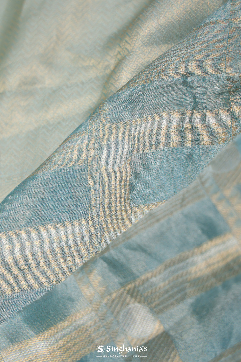 Powder Blue Tissue Chiniya Banarasi Saree