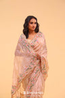 Almond Brown Organza Handcrafted Saree