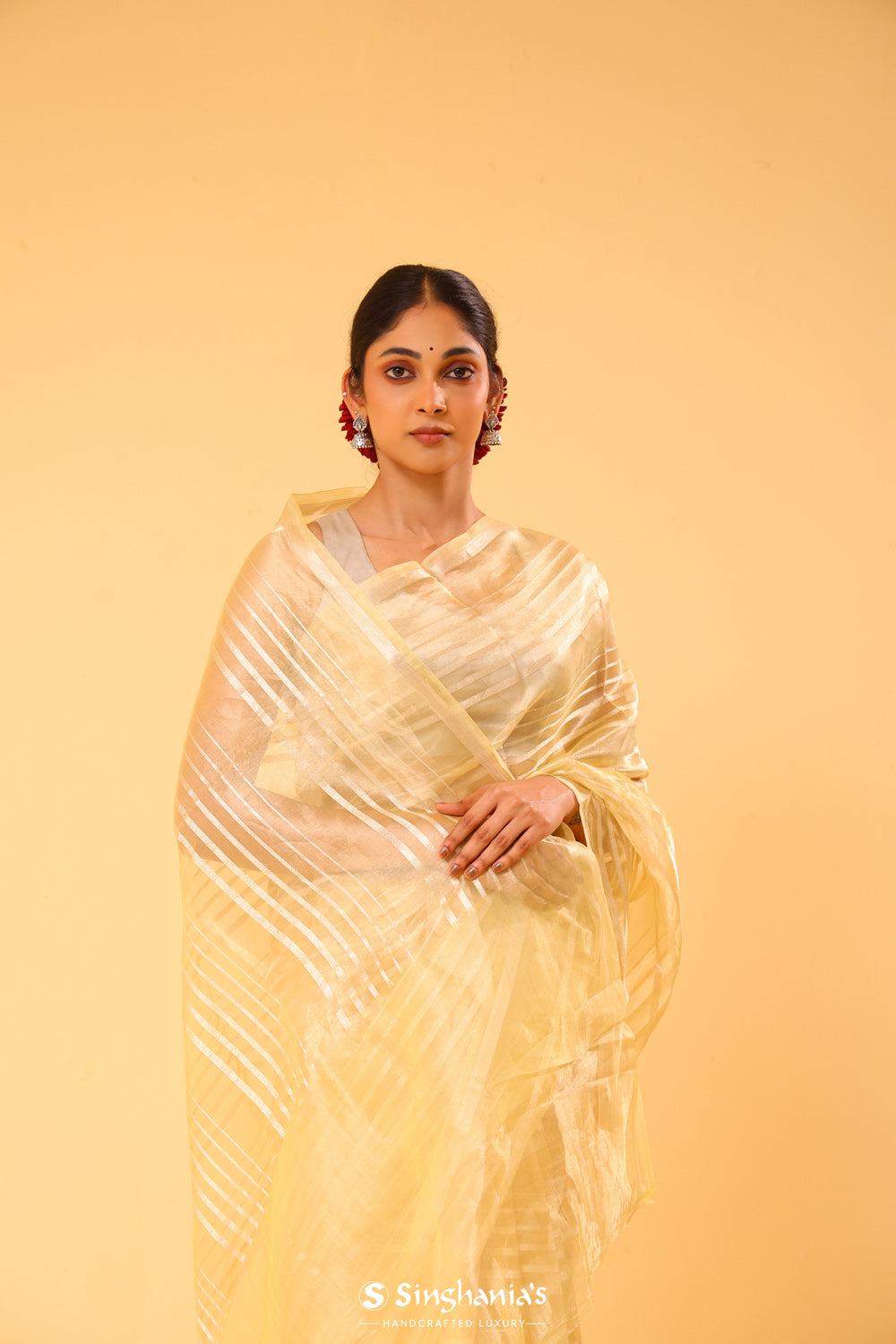 Flax Gold Tissue Banarasi Silk Saree