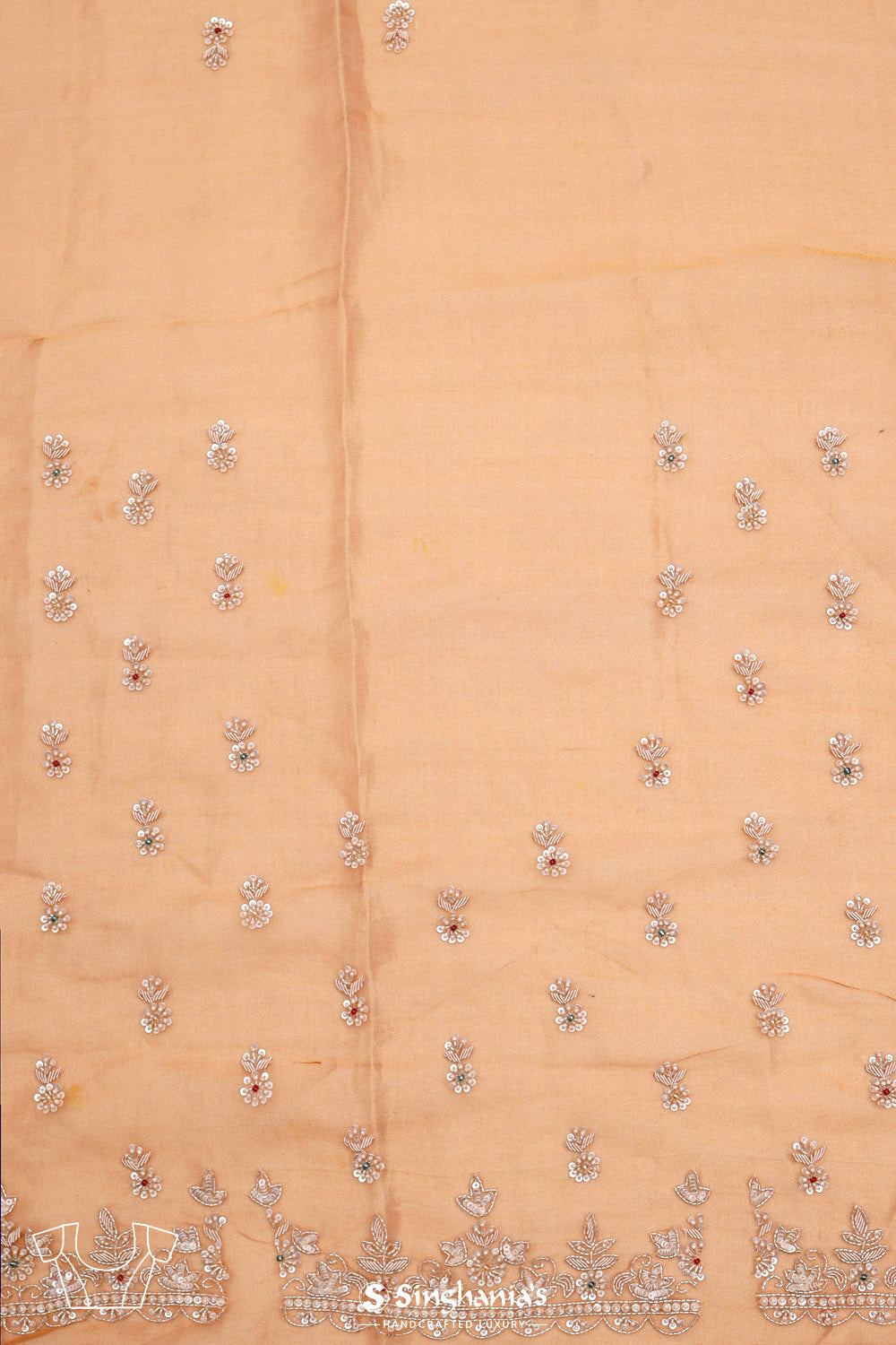 Brown Gold Tissue Handcrafted Saree