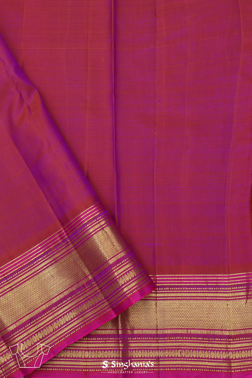 Dark Violet Butta Kanjivaram Silk Saree