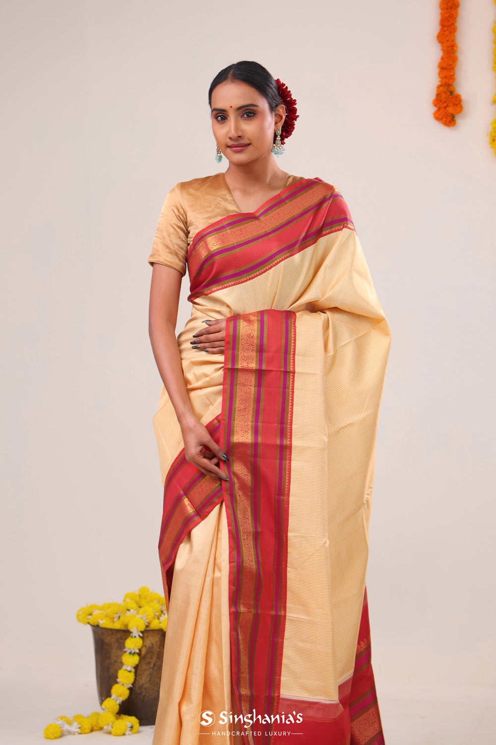 Tuscan Beige Kanjivaram Silk Saree