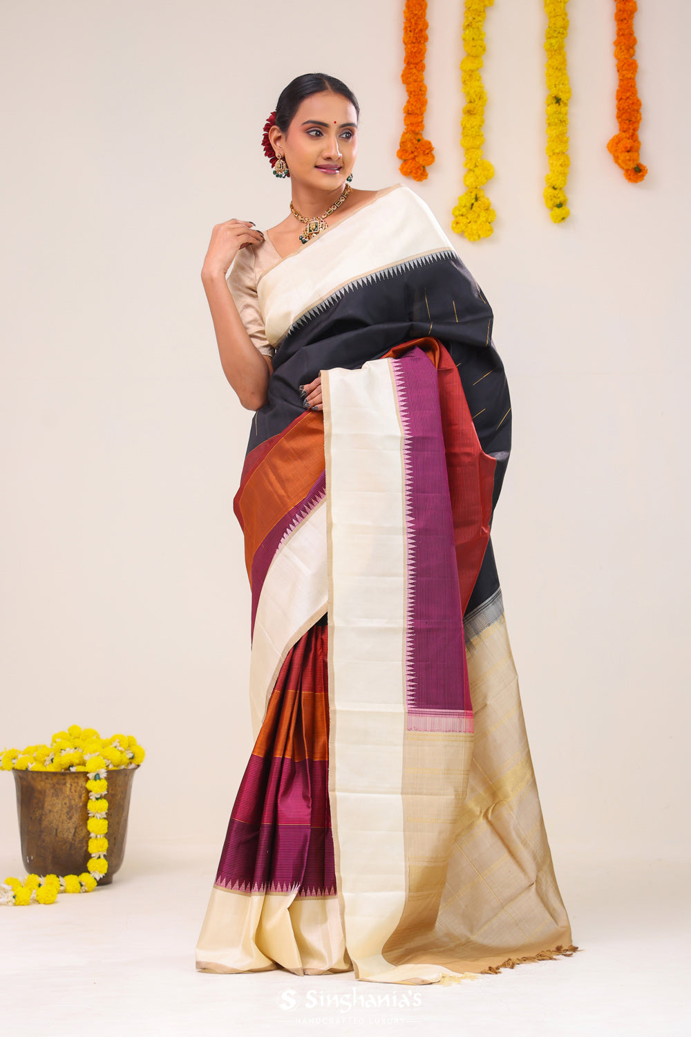 Multi-Layered Rain Drop Kanjivaram Silk Saree