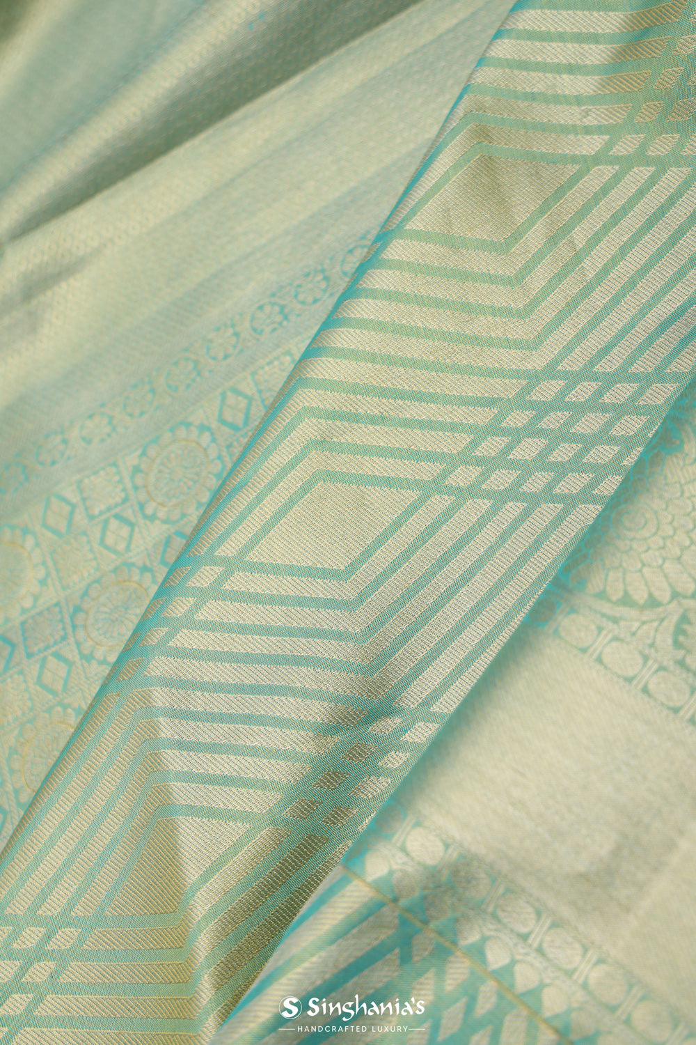 Tiffany Blue Kanjivaram Silk Saree