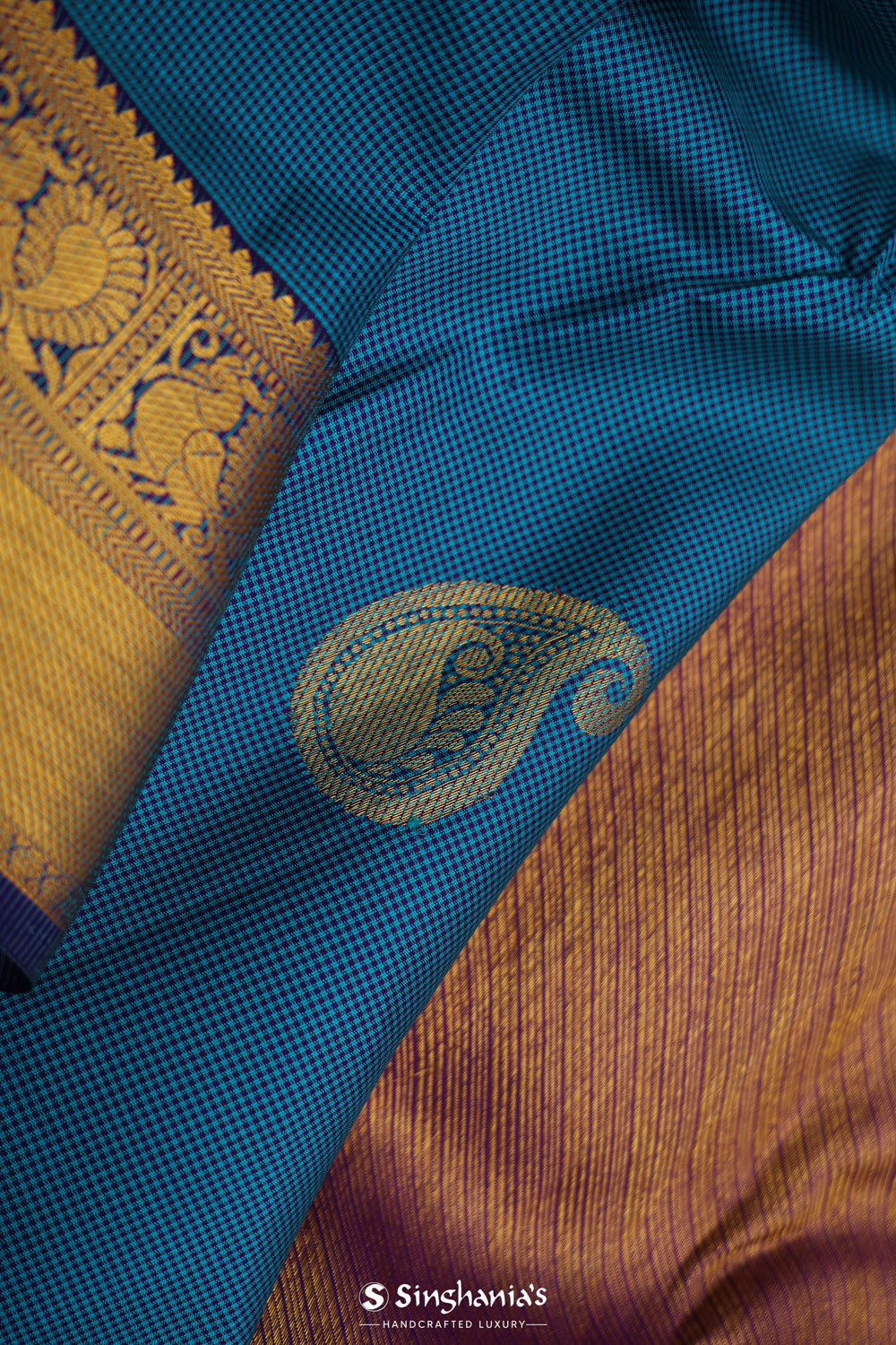 Blue Sapphire Paisley Kanjivaram Silk Saree