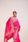 Deep Pink Silk Handcrafted Saree