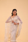 Vivid White Tissue Handcrafted Saree