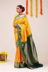 Saffron Yellow Butta Kanjivaram Silk Saree