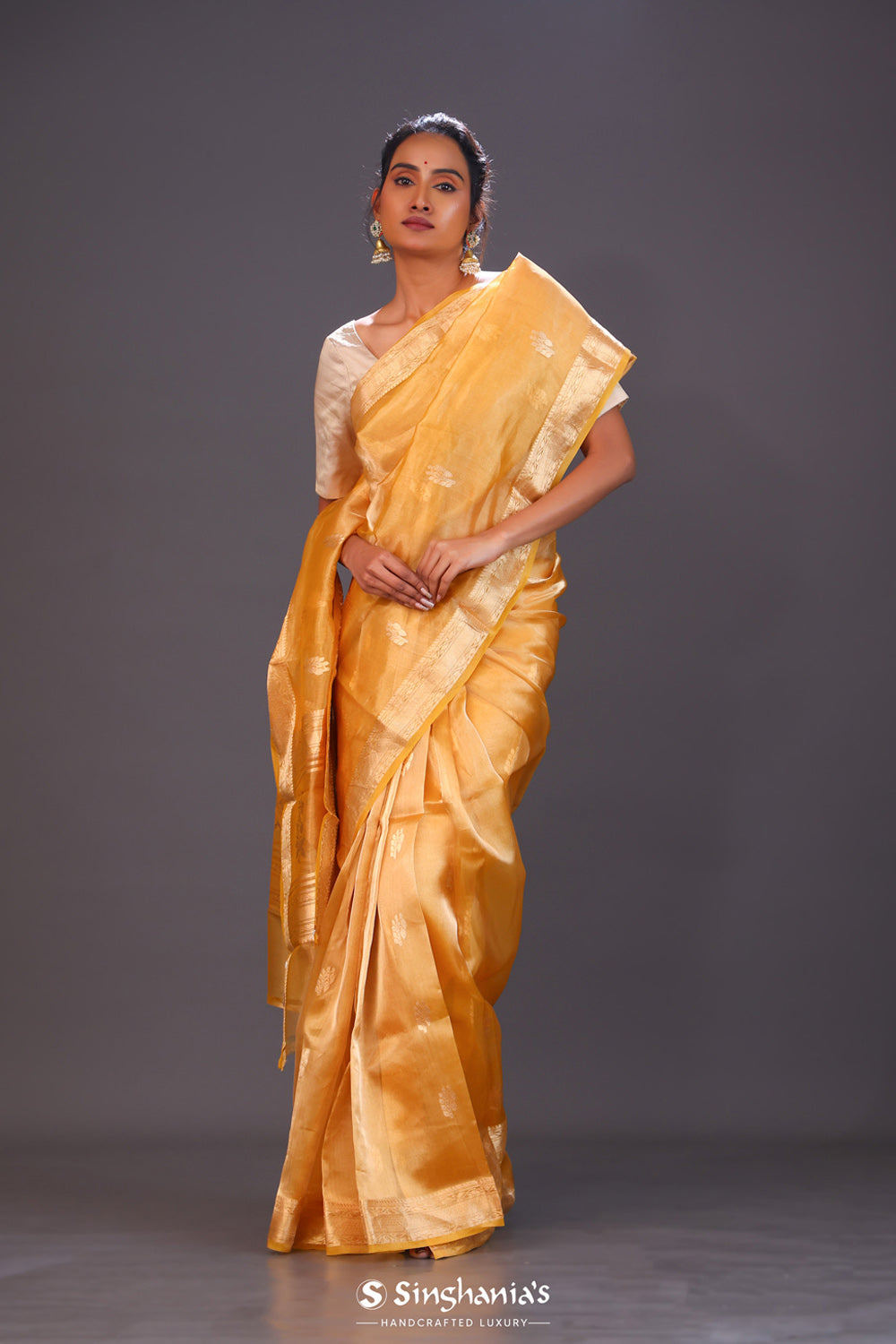 Honey Gold Tissue Chiniya Banarasi Saree