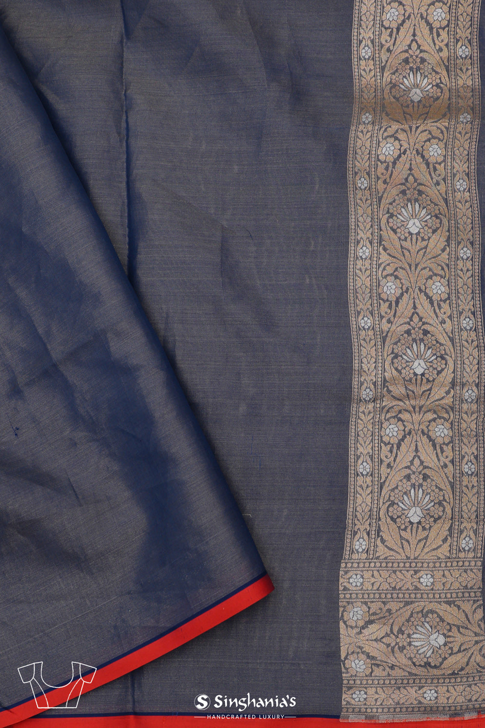 Greyish Blue Banarasi Silk Saree