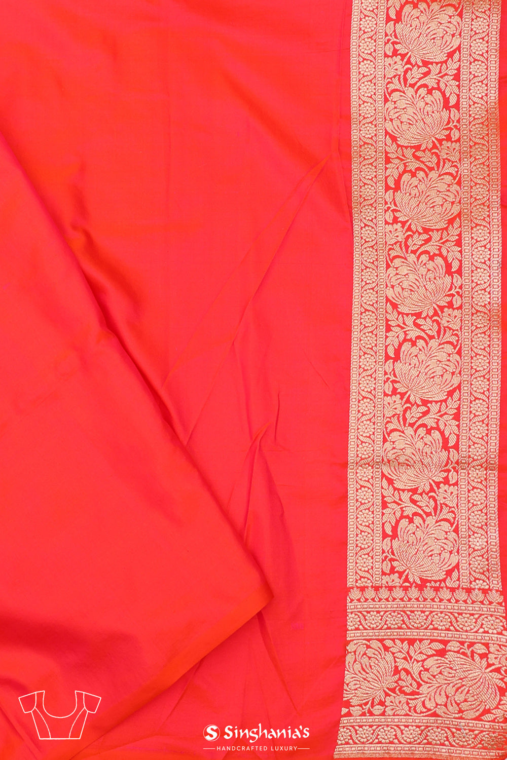 Arsenal Red Chiniya Banarasi Silk Saree