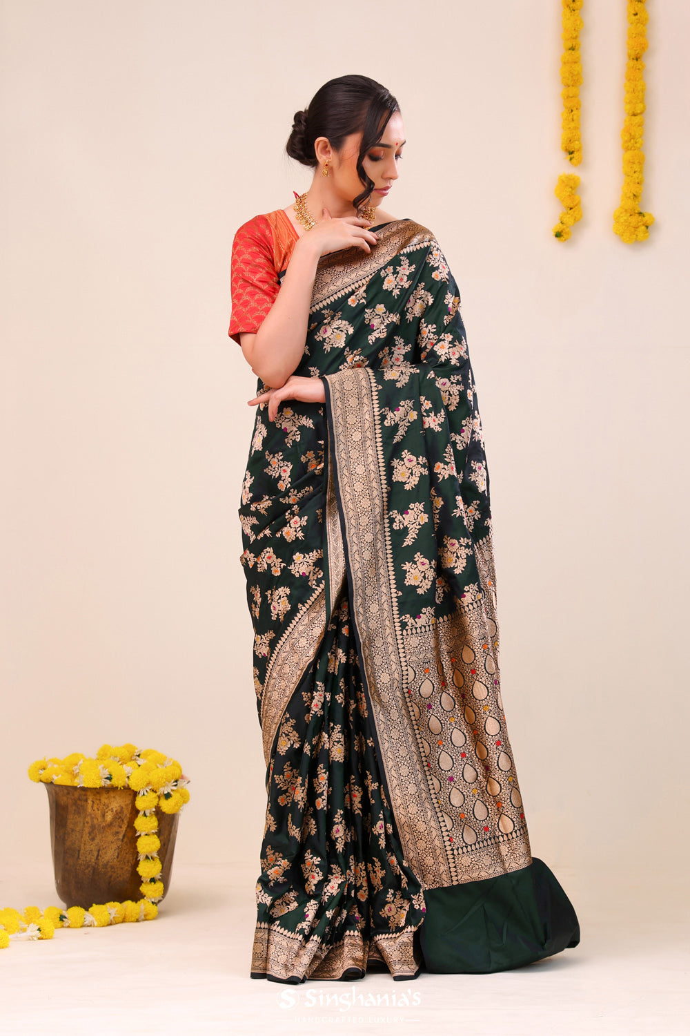 Sacramento Green Butta Banarasi Silk Saree