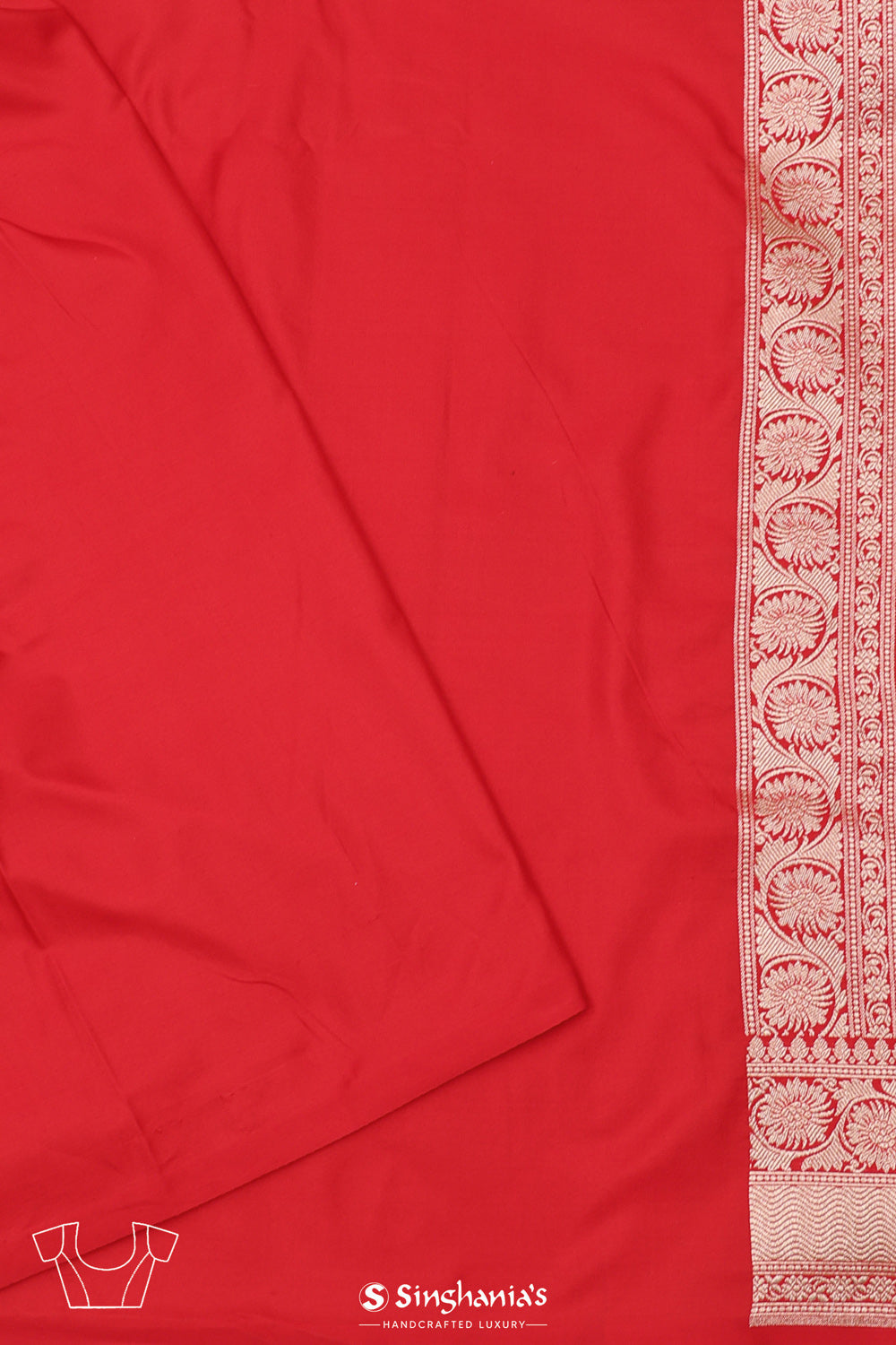 Bright Red Jaal Banarasi Silk Saree