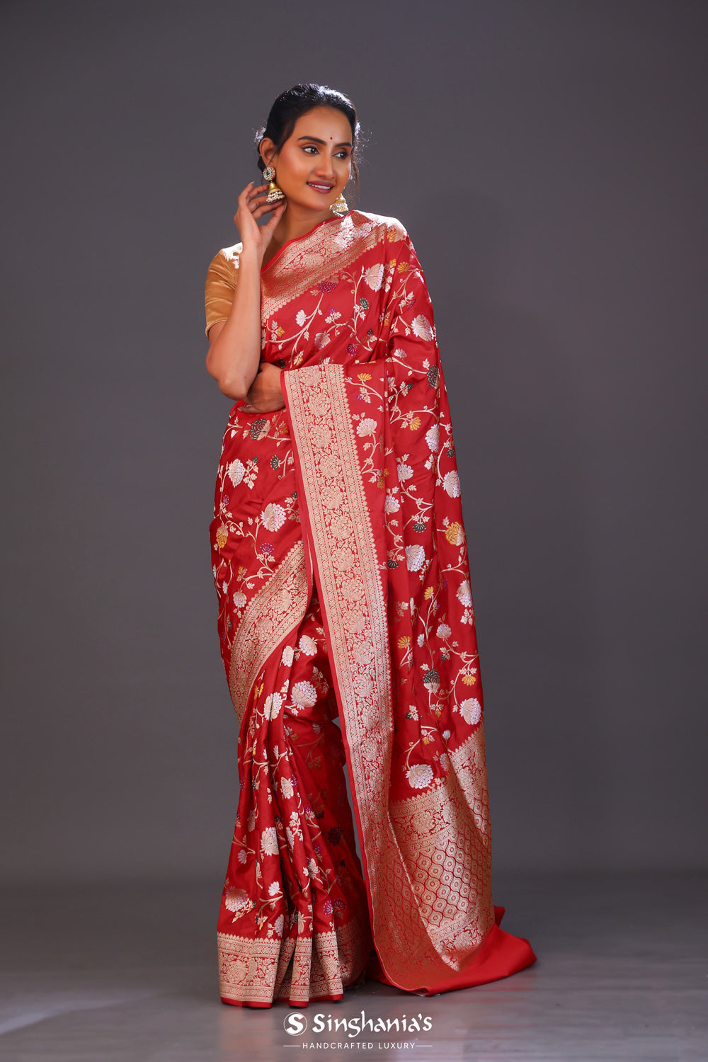 Persian Red Meenakari Banarasi Silk Saree