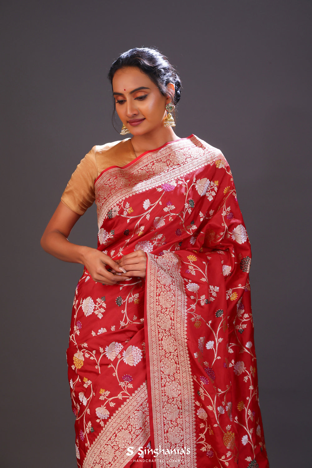 Persian Red Meenakari Banarasi Silk Saree