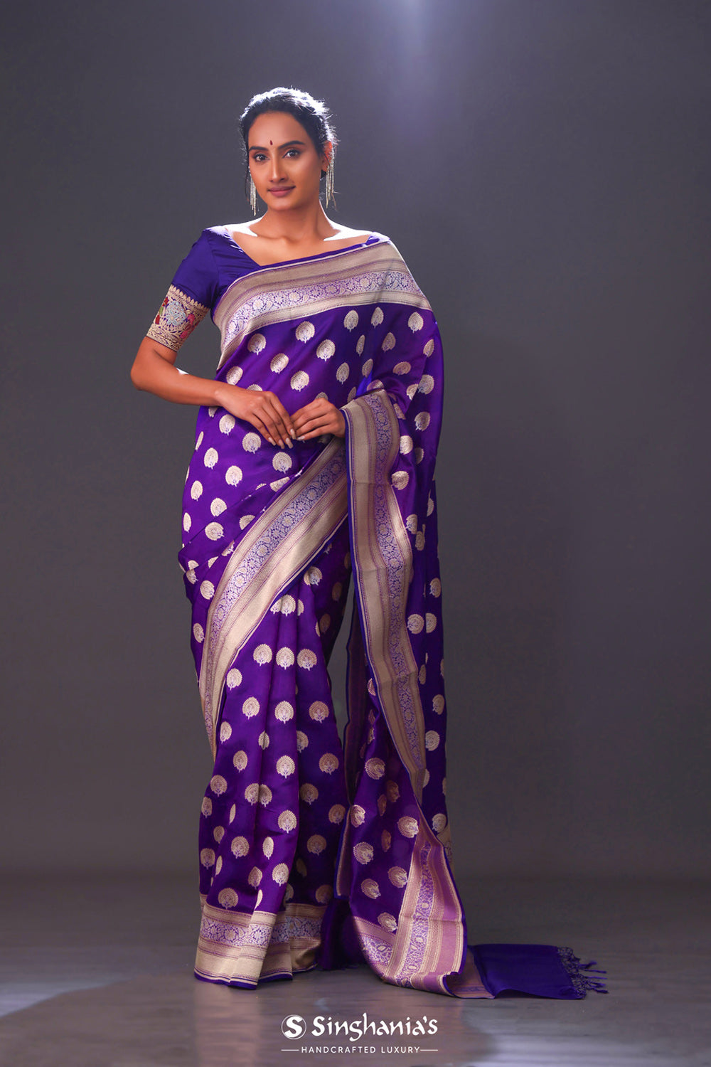 Rebecca Purple Butta Banarasi Silk Saree