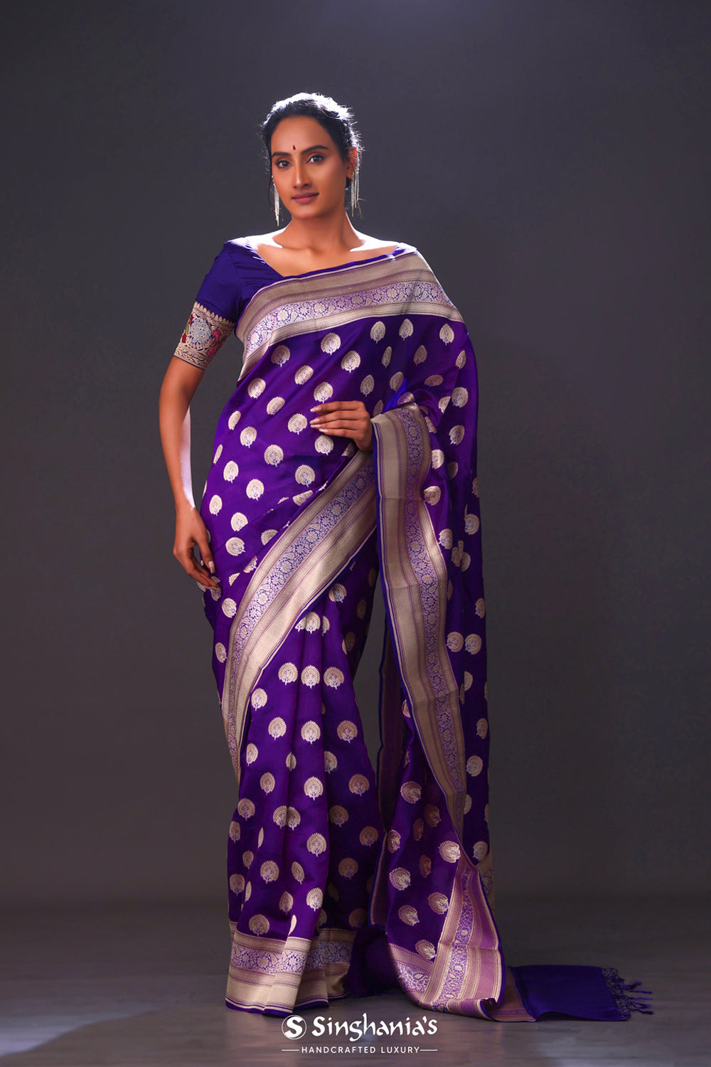 Rebecca Purple Butta Banarasi Silk Saree