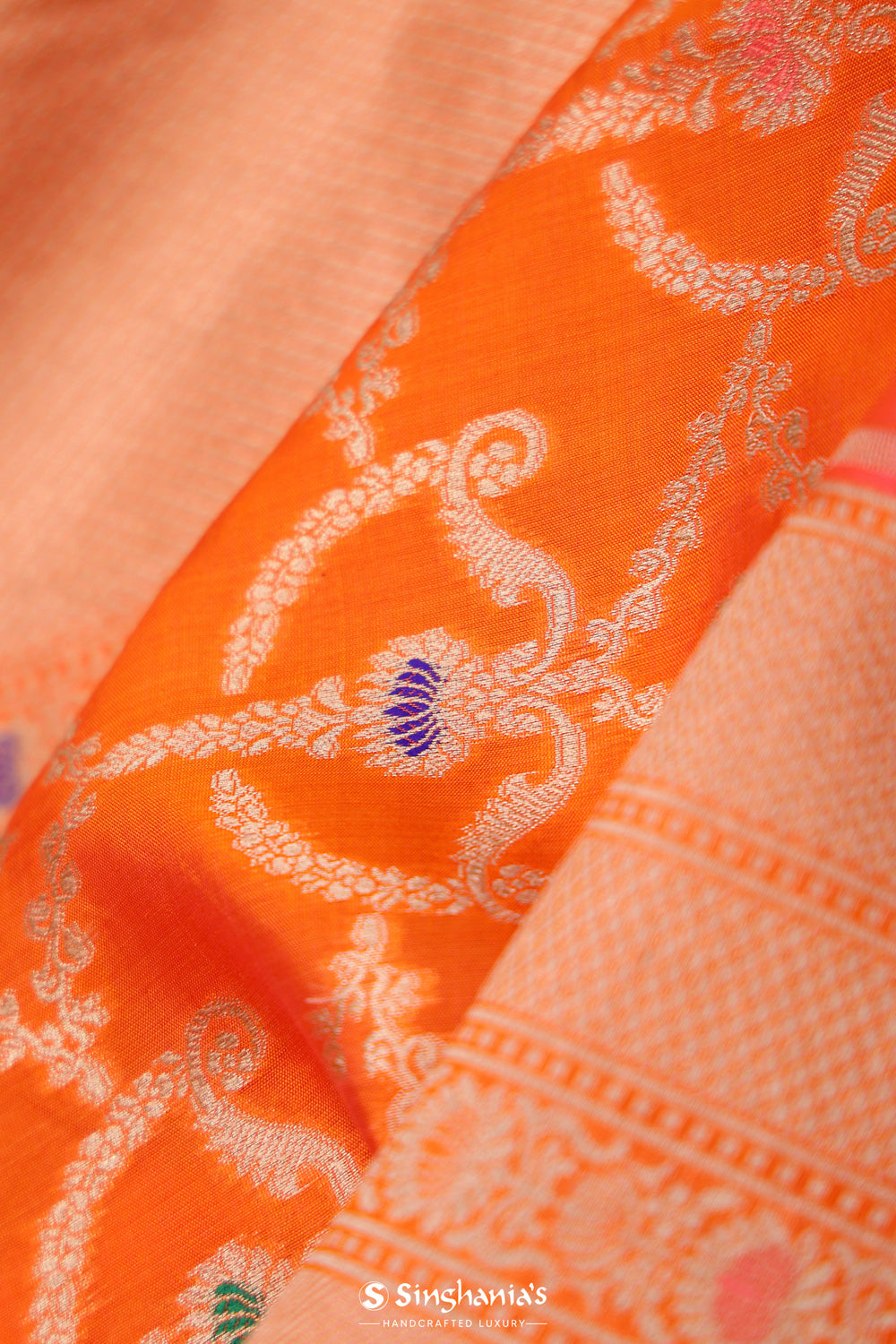 Royal Orange Meenakari Banarasi Silk Saree