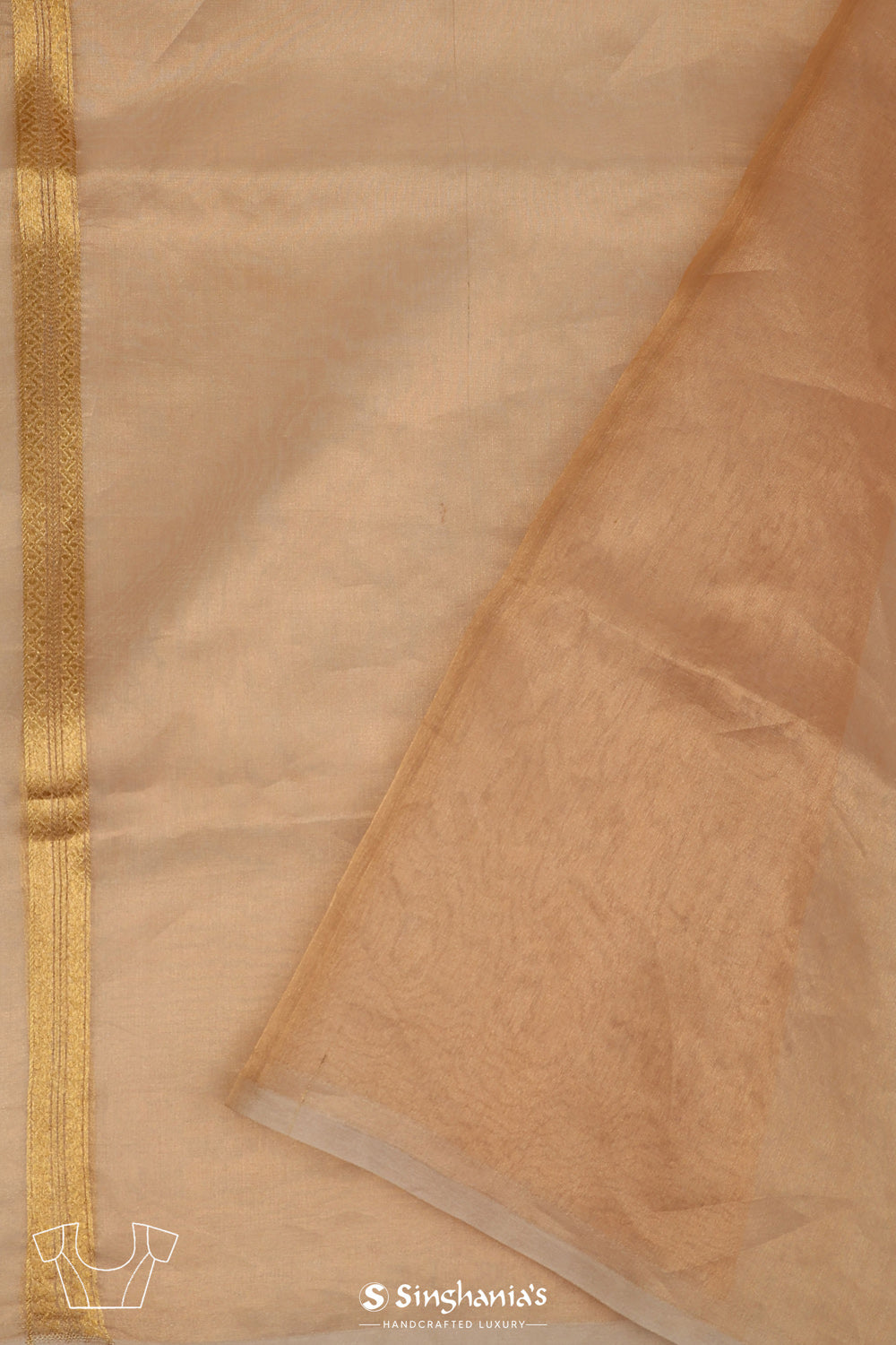 Cream Gold Handcrafted Tissue Banarasi Saree