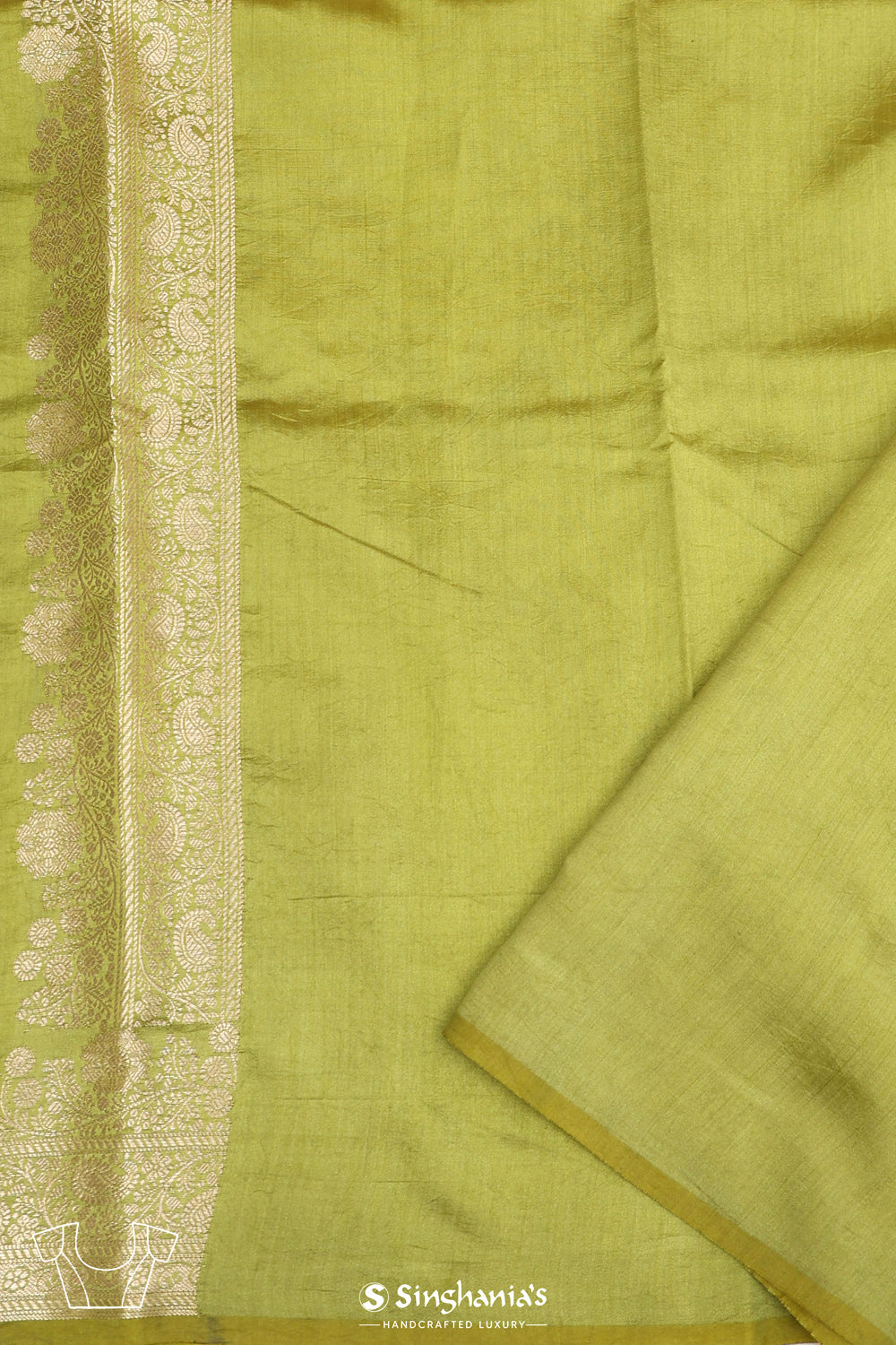 Olive Green Chiniya Banarasi Silk Saree