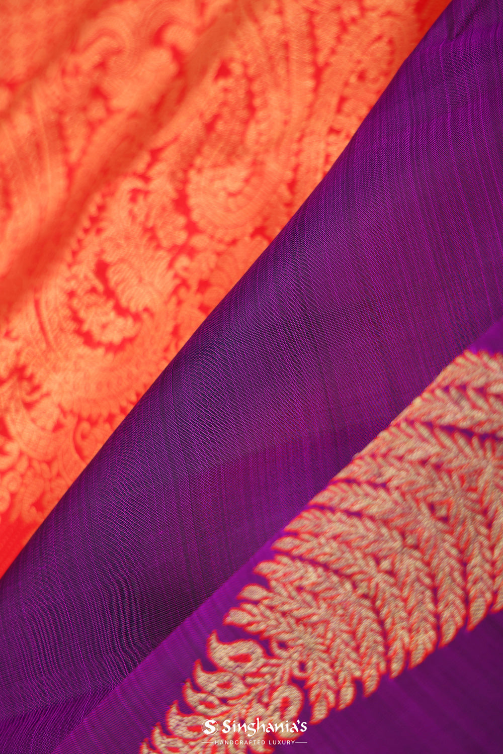 Deep Purple Floral Kanjivaram Silk Saree