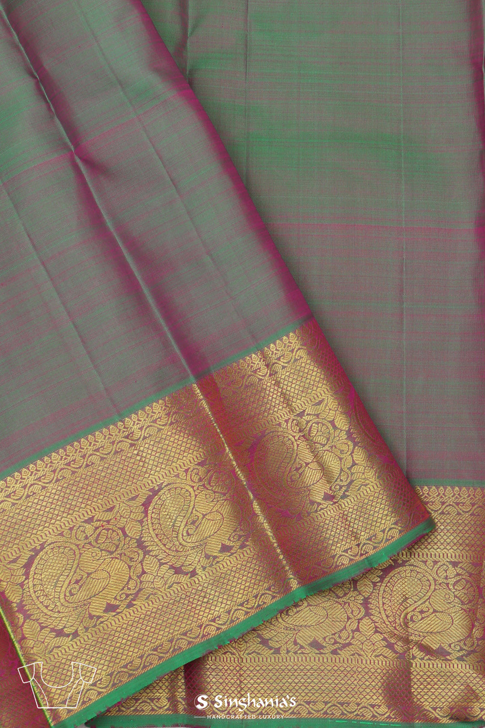 Neon Fuchsia Paisley Kanjivaram Silk Saree